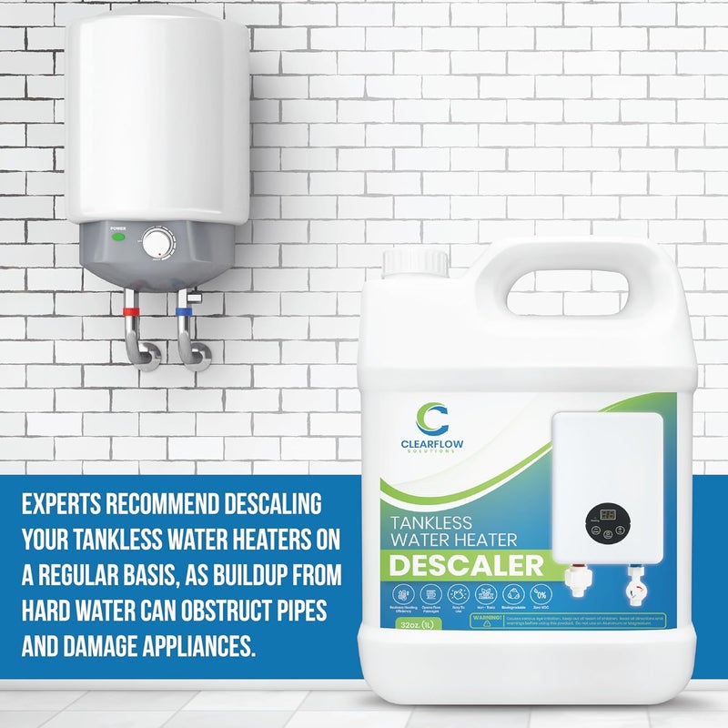 Clearflow Solutions Tankless Water Heater Descaler - Premium Descaler for Tankless Water Heater Systems, Restores Heating Efficiency, Nontoxic, Biodegradable, Made in USA! 32 Ounce (Quart) - Image 3